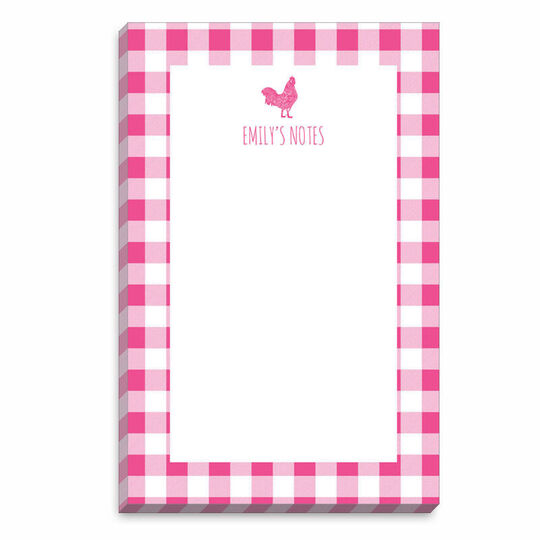 Pink Gingham Rooster Notepads